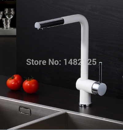 water saver filter inoxs para torneira robinet brass single handle pull out white painted kitchen faucet sink mixer tap [kitchen-faucet-4191]
