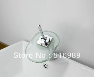 waterfall glass deck mounted single handle chrome finish bathroom basin sink faucet mixer leon26 [glass-faucet-3702]