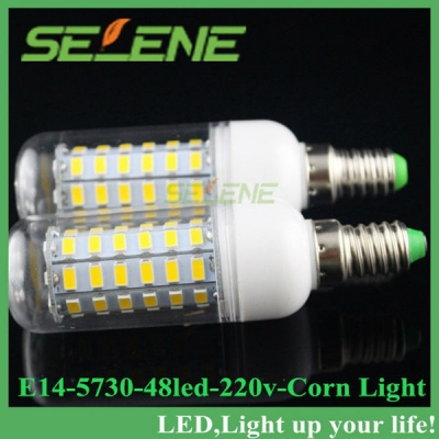 whole led corn light bulb lamp e14 48leds smd 5730 15w 220v e14 5730smd led bulb warm white /white 10pcs/lot