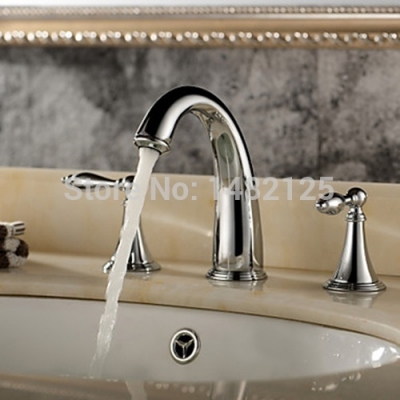 widespread classic brass bathroom faucet in chrome torneira [basin-faucet-153]