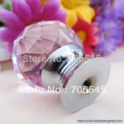 10pcs 30mm crystal glass cabinet knob drawer pull handle kitchen door wardrobe hardware pink