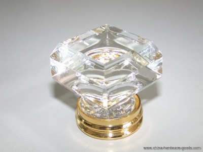 10pcs/lot 33mm clear square crystal knob on a gold brass base