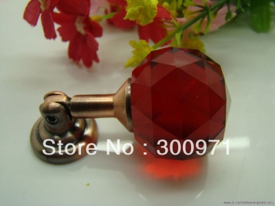 10pcs/lot red color 20mm crystal knobs and handles,crystal drawer handles,crystal drawer for cabinet / door