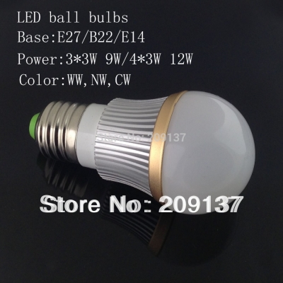 10pcs selling~ high power e27 b22 dimmable 9w 12w 110v-120v/220-240v led light led bulb led spotlight [led-bulb-4508]