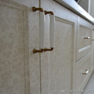 128mm kichen cabinet handle white ceramic cupboard pull bronze zinc alloy drawer dresser wardrobe furniture handles pulls knobs [Door knobs|pulls-1384]
