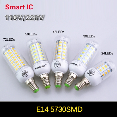 1pcs 7w 12w 15w 20w 25w e14 led light 110v 220v samsung smd5730 smart ic led lamp corn bulb 24led 36leds 48leds 56leds 72leds [5730-smart-ic-corn-series-929]
