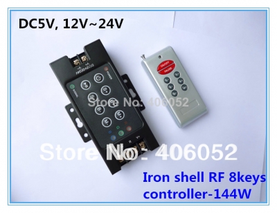 2014 real yes ccc ce rohs silver 12v dc iron shell rf 8keys 144w wireless remote control controller led lamps [led-controller-4967]