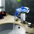 2015 new arrival patent design dual handles 8 inch waterfall temperature sensitive led faucet light