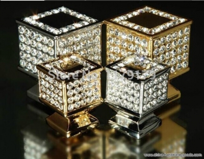 30mm fashion luxury diamond furniture decotation handles k9 crystal wine cabinet drawer knob gold shiny dresser cupboard pull