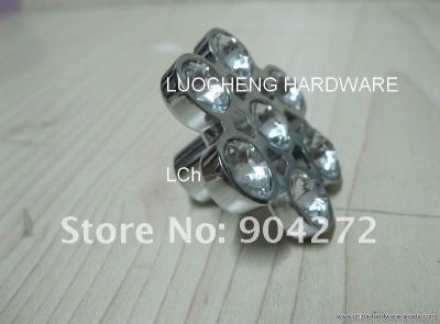 30pcs/ lot flower clear crystal knobs with aluminium alloy chrome metal part [Door knobs|pulls-1946]