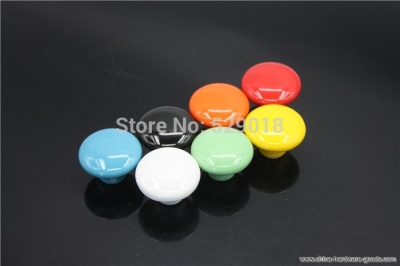 3x round cabinet knobs cupboard handles drawer pulls door holder handle red/green/yellow/blue/orange ceramic znic alloy [Door knobs|pulls-2518]