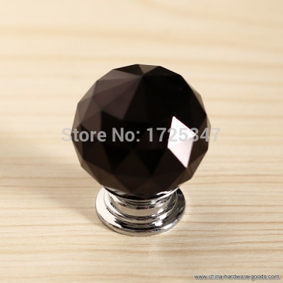 5x30mm crystal glass sparkle black door cabinet drawer kitchen handle knob screw [Door knobs|pulls-444]