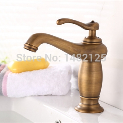 antique brass single handle lavatory faucet [basin-faucet-7]