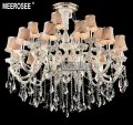 art decor silver crystal chandelier light fixture large cristal lustres lamp hanging lighting with lampshade md8529 l18