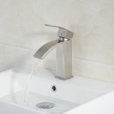 bathroom sinks faucet nickel brushed deck mounted mixer basin tap waterfall bathroom sink faucet 8319n [bathroom-mixer-faucet-1661]