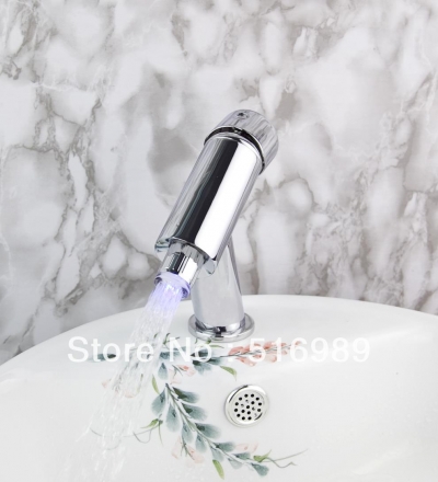deck mount led glass waterfall spout bathroom basin faucet vanity mixer tap chrome 1 handle tree796 [led-faucet-5463]