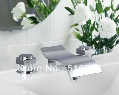 deck mounted 3 pcs bathroom mixer tap polished chrome brass basin tub faucet ds-08b [3-pcs-bathtub-faucet-set-591]