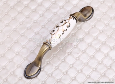 fedex 50pcs ceramic dresser handles with gold edge bedroom cabinet dresser handles (cc: 96mm) [Door knobs|pulls-488]