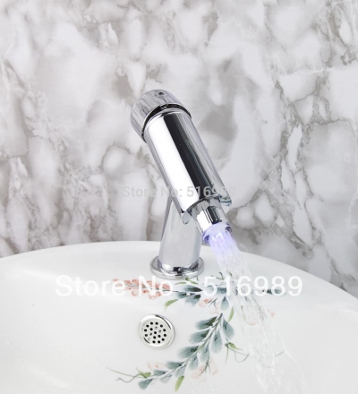 glass square led bathroom basin sink faucet waterfall bathroom vanity mixer tap tree798 [led-faucet-5479]