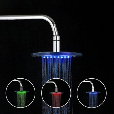 hello 8135a modern led color changing 8" rainfall shower head with shower arm chrome finish