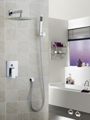 hello bathroom shower banho de chuveiro set brass&plexiglass 9" shower head 50226-43b/124 wall mount rain shower set
