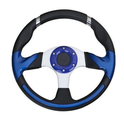 hello car steering wheel black blue pu hole-digging breathable q26 slip-resistant universal supplies car accessories [new-7317]