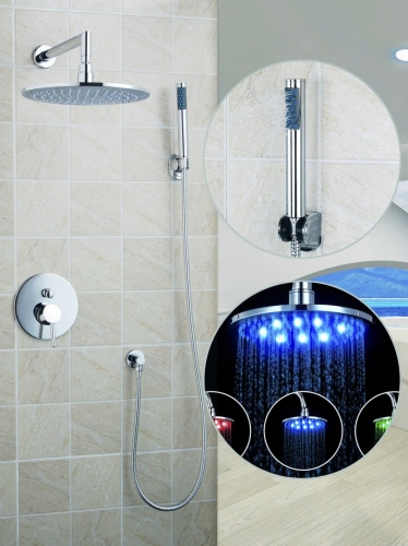 hello chrome slim 12" led light brass rainfall shower head shower torneira chuveiro 50248-42c/00 wall mount faucet shower set