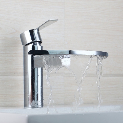hello modern bathroom basin sink faucet torneira do banheiro 8252/0 chrome finish waterfall spout single handle/hole mixer tap [waterfall-spout-faucet-9483]