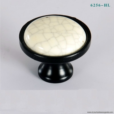 hl6256 single hole black crack ceramic cabinet cupboard knob wardrobe door pull handles [Door knobs|pulls-2917]