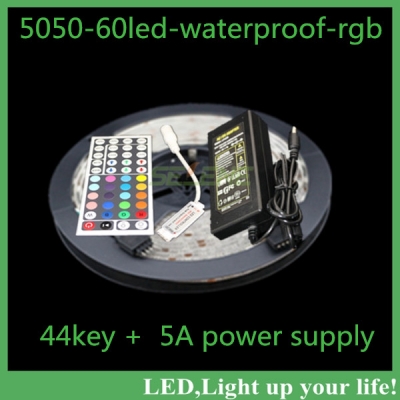 holiday lighting 5050 smd 60led waterproof led strip +44key remote controller + 5a power supply adapter [smd5050-8723]