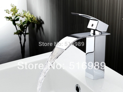 l8256/11 deck mounted single handle bathroom chrome waterfall tap basin faucet [waterfall-spout-faucet-9494]
