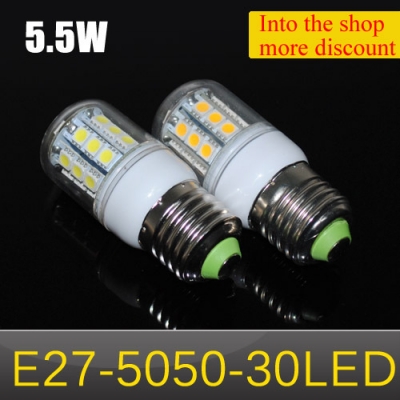 led corn bulbs e27 30 leds 220v wall light & lighting 5.5w 5050 smd led lamps 10pcs/lots [5050-chip-series-804]