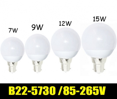 led lights 5730 5630 smd 7w 9w 12w 15w 85-265v b22 led lighting cold warm white energy saving lights 1pcs/ lot zm01090 [ball-bulb-1328]