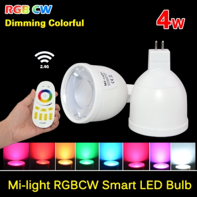 mi light 2.4g mr16 4w wifi wi fi rgbw led lamp light wireless brightness color temperature dimmable led bulb dc 12v lampada led [led-smart-mi-light-5999]