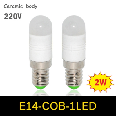 mini 2w e14 ac 220v 240v led lamp crystal chandeliers cob bulb ceramic body for pendant light 6pcs/lots [e14-base-type-series-3177]