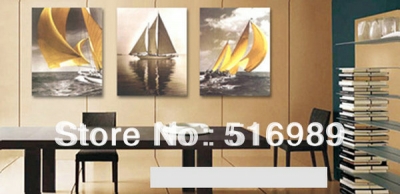modern 3 pcs huge water sailboat on canvas decorative oil painting art bree1113 [painting-7721]