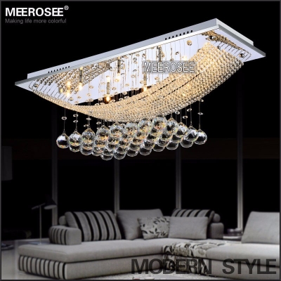 modern crystal ceiling light fixture rectangle lustre crystal light/ lamp modern ceiling lights for living room md5018-l8
