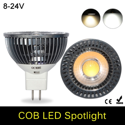 mr16 cob spotlight light 8-24v 12v 24v aluminum body mr 16 5w lamp spot light led bulb downlight lighting 4pcs/lot
