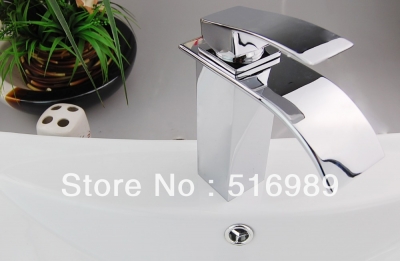 new bathroom deck mount single hole chrome tap faucet waterfall tree45... [bathroom-mixer-faucet-1871]