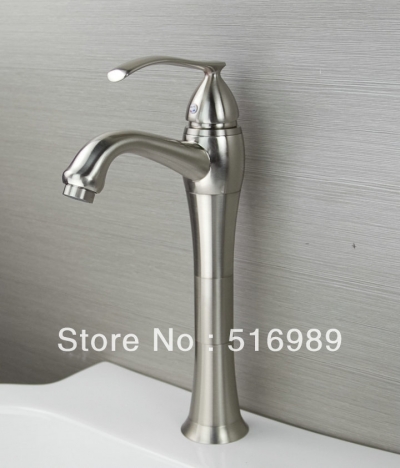 nickel brushed single handle wash basin sink vessel faucet kitchen/bathroom mixer tap mak81 [nickel-brushed-7395]
