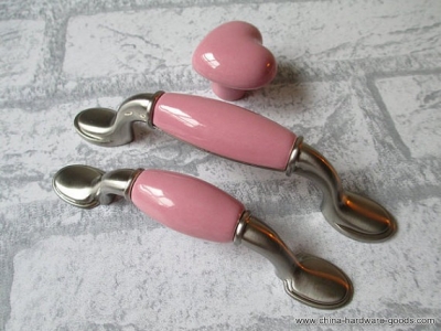 pink heart dresser knob pull drawer pulls handles knobs ceramic kitchen cabinet door handle pull knob baby girls kids [Door knobs|pulls-893]