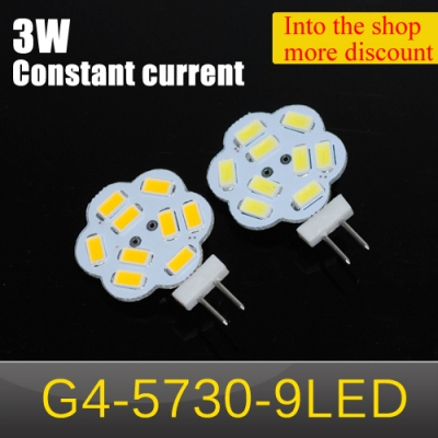 [plum flower] 4pcs/lot dc ac 12v high bright white and warm white 5730 9leds 3w g4 led home lamp and car lamp [g4-base-type-series-3325]