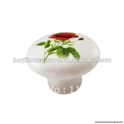 rustic rose ceramic knobs kitchen cabinet handles whole and retail discount 100pcs/lot p29