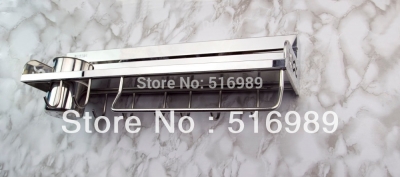 stainless steel 2 shelf wall mount pot rack kitchen storage hang pans organizer tree734 [stainless-steel-racks-8816]