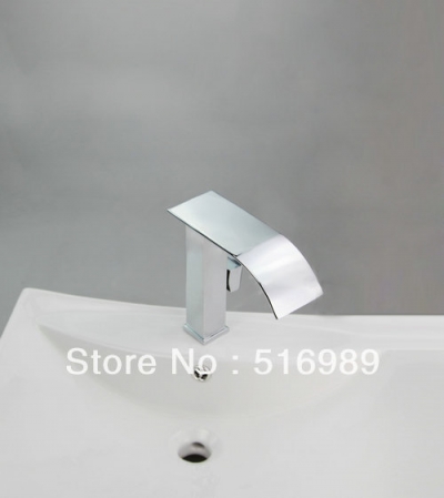waterfall polished chrome bathroom basin faucet single handle hole vanity sink sink faucet nb-031 [waterfall-spout-faucet-9541]