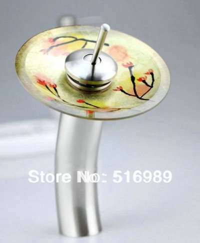 waterfall spout new brand painting colorful brushed nickel bathroom basin sink mixer tap faucet a-176