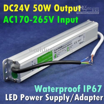 waterproof ip67 dc24v output 50w led power supply, led power adapter lighting driver transformer