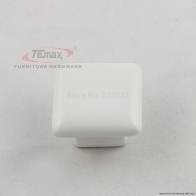 10pcs/lot suqare solid white ceramic cabinet knob handle pull dresser cupboard door knob [Door knobs|pulls-1552]