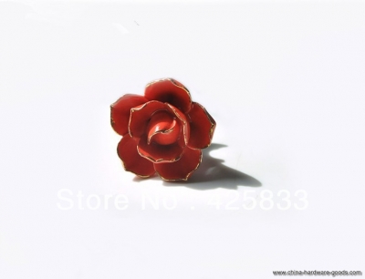 10pcs red ceramic rose flower drawer knobs cabinet baby cabinet knobs and handles &pulls dresser kitchen promotion