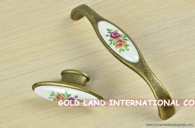 128mm zinc alloy bronze-coloured ceramic handle furniture handles [Door knobs|pulls-1762]